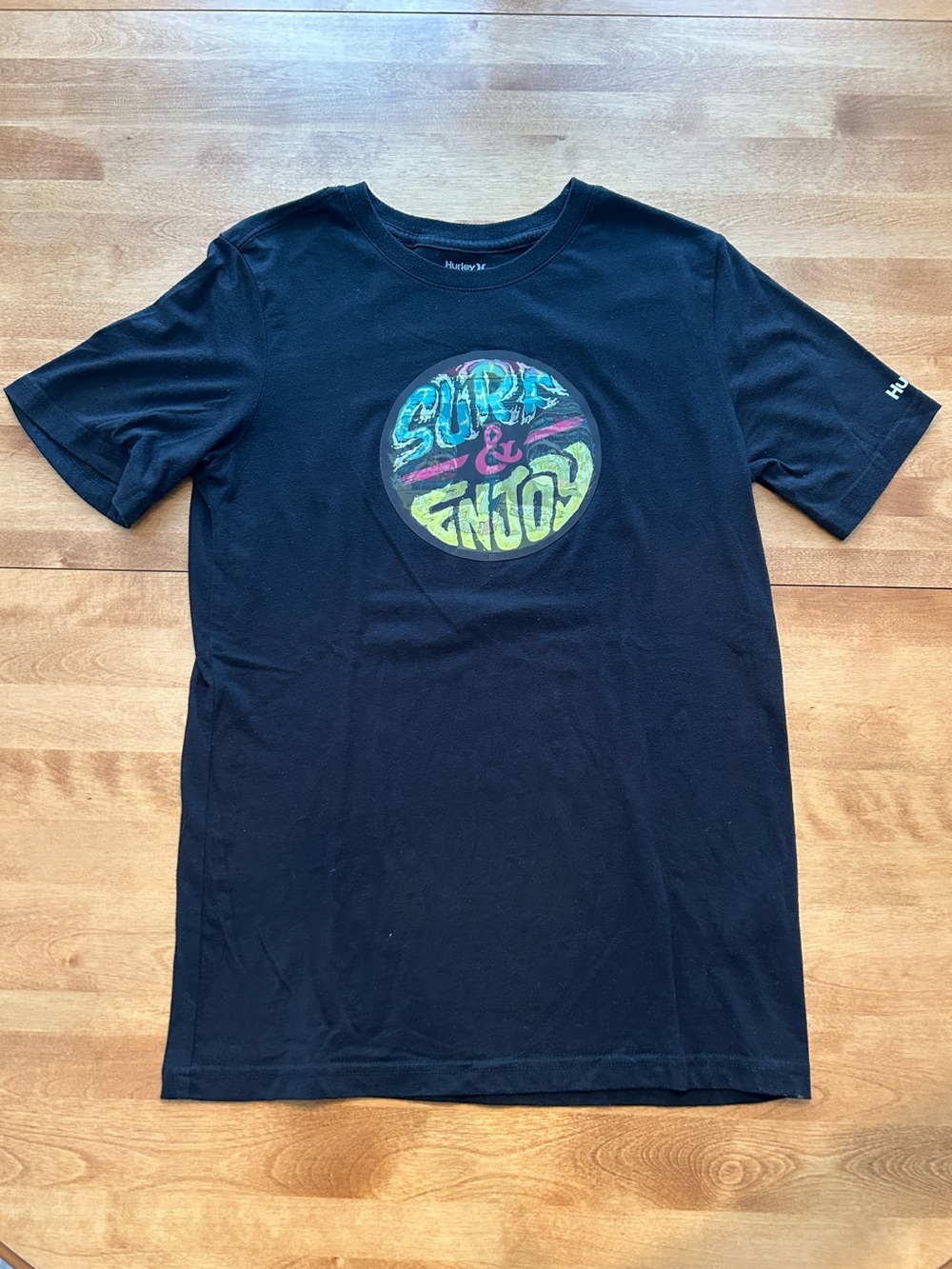 Hurley Black Tee with Hologram Surf Graphic